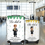 Personalized Cartoon Character Luggage Cover Fits 18-32 Inches Suitcase with Name Year School Name Travel Essentials Graduation Gift for Graduates