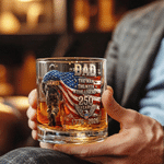 Personalized American Flag 10 oz Whiskey Glass with Name Daily Use American Independence Day Gift for Dad Man Whiskey Drinker
