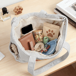 Borsa shopper personalizzata in velluto a coste con foto di animale ad acquerello e nome, capiente - Regalo di compleanno per amanti di animali