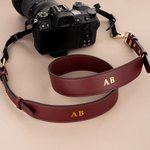 Personalizado elegante monograma ajustable PU correa de la cámara de cuero con el nombre del Día del Padre regalo de cumpleaños para el fotógrafo papá