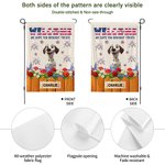 Personalised Independence Day Theme Cartoon Dog Garden Flag with 1-3 Names Yard Decor American Independence Day Gift for Americans Pet Lovers