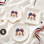 Personalised National Flag Bow Liberty Bell Ceramic Trinket Jewellery Dish with Name Home Decor USA 250th Anniversary Gift for Women