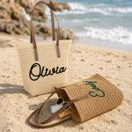 Gepersonaliseerde grote capaciteit gehaakte Raffia tas met naam dagelijks gebruik verjaardagscadeau voor vrouwen beste vriendin collega