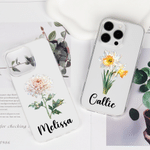 Personalised Birth Flower Phone Case for iPhone with Name Wedding Use Birthday Bachelorette Party Gift for Besties Friends Bride