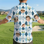 Personalized Diamond Argyle Golf Theme Face Photo Hawaiian Shirt Anniversary Birthday Father's Day Gift for Father Golf Player