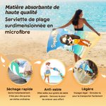 Serviette de plage personnalisée avec nom et personnage de dessin animé - Cadeau de vacances pour toute la famille