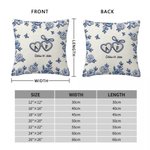 Personalized Faux Embroidered Print  Love Heart Floral Soft Pillow Cover with Initials and Date Home Decor Wedding Engagement Gift for Newlyweds
