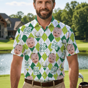 Personalized Diamond Argyle Golf Theme Face Photo Hawaiian Shirt Anniversary Birthday Father's Day Gift for Father Golf Player