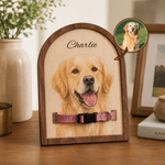 Porte-collier en bois personnalisé avec portrait de votre animal et son nom – Cadeau idéal pour les moments de la vie quotidienne ou en cas de perte d'un animal, destiné aux amoureux des animaux