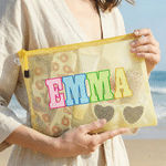 Bolsa de playa transparente personalizada impermeable multicolor con nombre artístico de uso diario regalo de vacaciones de verano para ella