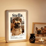 Personalised Pet Photo Bone Shape Light Photo Frame Mirror with Name Text and Year Sympathy Memorial Loss of Pet Gift for Pet Owners Lovers