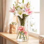 Personalized Birth Flower Glass Vase with Name Birthday Anniversary Gift for Mom Grandma