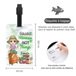 Étiquette de bagage personnalisée avec nom et personnage de dessin animé - Cadeau d'anniversaire pour les voyageuses