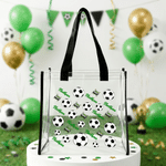 Personalised Soccer Theme Waterproof PVC Transparent Tote Bag with Name Soccer Club World Cup Party Gift for Soccer Players Kids