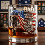 Personalized American Flag 10 oz Whiskey Glass with Name Daily Use American Independence Day Gift for Dad Man Whiskey Drinker