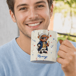 Personalized Cartoon Highland Cow Goose Name 11 oz 15 oz Ceramic Mug with Coaster Daily Use American Independence Day Gift for Americans