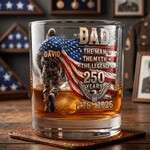 Personalized American Flag 10 oz Whiskey Glass with Name Daily Use American Independence Day Gift for Dad Man Whiskey Drinker