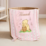 Personalised Honey Classic Winnie the Pooh Soft Throw Blanket with Name Home Decor Birthday Gift for Newborns Kids