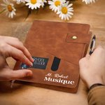 Cahier A5 en cuir PU personnalisé avec nom et personnage de dessin animé - Cadeau de fin d'année pour les professeurs