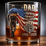 Personalized American Flag 10 oz Whiskey Glass with Name Daily Use American Independence Day Gift for Dad Man Whiskey Drinker
