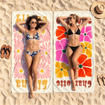 Personalised Retro Floral Oversized Quick Dry Magnetic Beach Towel with Name Summer Vacation Beach Party Birthday Gift for Girls Friends