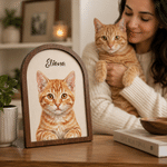 Porte-collier en bois personnalisé avec portrait de votre animal et son nom – Cadeau idéal pour les moments de la vie quotidienne ou en cas de perte d'un animal, destiné aux amoureux des animaux