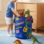 Personalized Graffiti Basketball Dinosaur Large Waterproof Name Number Laundry Storage Basket with Handle Daily Use Birthday Gift for Boy