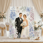 Personalized Watercolour Birth Flower Wedding Photo Canvas Prints Bedroom Decor Ship from USA Wedding Anniversary Gift for Couples Newlyweds