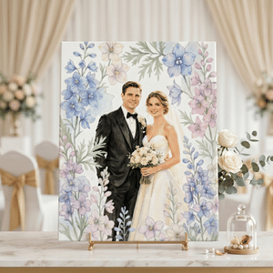 Personalized Watercolour Birth Flower Wedding Photo Canvas Prints Bedroom Decor Ship from USA Wedding Anniversary Gift for Couples Newlyweds