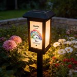 Personalized Rainbow Bridge Pet Back View Solar Garden Light with Name Daily Use Garden Home Decor Birthday Gift for Pet Parents