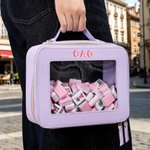 Personlig bärbar Mahjong-väska i PU-läder med färgglatt monogram Mahjong-tillbehör Inflyttningsgåva för Mahjong-älskare Spelare