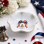Personalised National Flag Bow Liberty Bell Ceramic Trinket Jewellery Dish with Name Home Decor USA 250th Anniversary Gift for Women