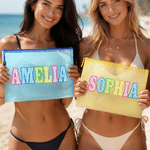 Bolsa de playa transparente personalizada impermeable multicolor con nombre artístico de uso diario regalo de vacaciones de verano para ella