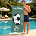 Asciugamano da spiaggia personalizzato con nome, numero e nome della squadra Compleanno, festa estiva in spiaggia per gli amanti dello sport, famiglia e amici.