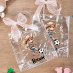 Personalised Cartoon Soccer Cowgirl Cowboy Clear Gift Bag with Name Daily Use Birthday Gift for Kids Socccer Lovers