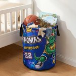 Personalized Graffiti Basketball Dinosaur Large Waterproof Name Number Laundry Storage Basket with Handle Daily Use Birthday Gift for Boy