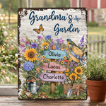 Personalised Retro Style Flower Butterfly Plant Garden Metal Sign with Name Daily Use Birthday Gift for Garden Lover Grandma