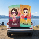 Personalised Sunset Cartoon Character Magnetic Quick-Drying Beach Towel with Name Beach Party Summer Vacation Gift for Kid Family