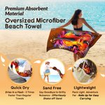 Personalized Musical Instrument Soft Quick Dry Beach Towel with Name Summer Vacation Beach Party Music Festival Gift for Music Lover Friend