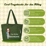 Personalisierte Cartoon-Lehrer große Tragetasche | aus Cord | mit Text und Studienfach | Schulanfang Geburtstag Geburtstag Geschenk für Lehrkräfte