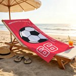 Asciugamano da spiaggia personalizzato con nome, numero e nome della squadra Compleanno, festa estiva in spiaggia per gli amanti dello sport, famiglia e amici.