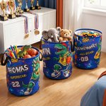 Personalized Graffiti Basketball Dinosaur Large Waterproof Name Number Laundry Storage Basket with Handle Daily Use Birthday Gift for Boy