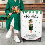 Personalized Cartoon Character Luggage Cover Fits 18-32 Inches Suitcase with Name Year School Name Travel Essentials Graduation Gift for Graduates