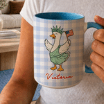 Personalized Cartoon Highland Cow Goose Name 11 oz 15 oz Ceramic Mug with Coaster Daily Use American Independence Day Gift for Americans