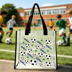 Personalised Soccer Theme Waterproof PVC Transparent Tote Bag with Name Soccer Club World Cup Party Gift for Soccer Players Kids
