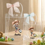 Personalised Cartoon Soccer Cowgirl Cowboy Clear Gift Bag with Name Daily Use Birthday Gift for Kids Socccer Lovers