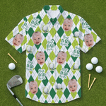 Personalized Diamond Argyle Golf Theme Face Photo Hawaiian Shirt Anniversary Birthday Father's Day Gift for Father Golf Player