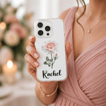 Personalised Birth Flower Phone Case for iPhone with Name Wedding Use Birthday Bachelorette Party Gift for Besties Friends Bride