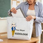 Personalisierte Cartoon-Lehrer große Tragetasche | aus Cord | mit Text und Studienfach | Schulanfang Geburtstag Geburtstag Geschenk für Lehrkräfte