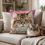 Personalized Oil Painting Style Pet Photo Soft Throw Pillow Cover with Name Birthday Gift for Pet Owners Lovers